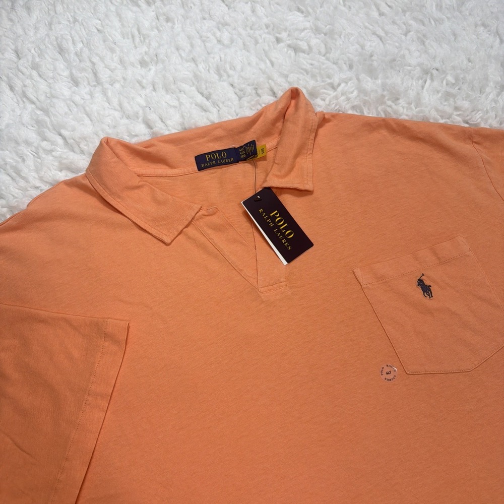 Polo Ralph Lauren Linen & Cotton Polo Size 4XLT Big Tall Peach Color Casual New!